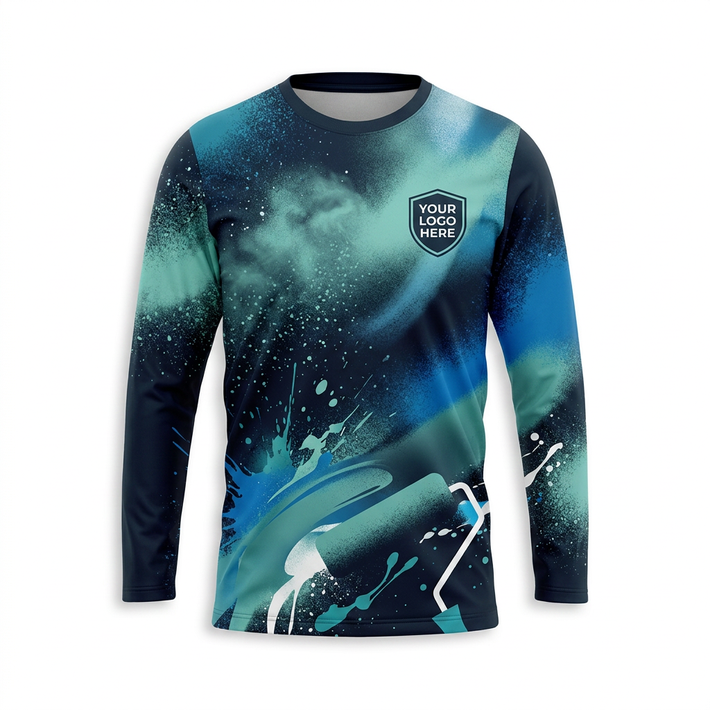 Deep Sea Mist Custom Painter Work Shirt - Front View