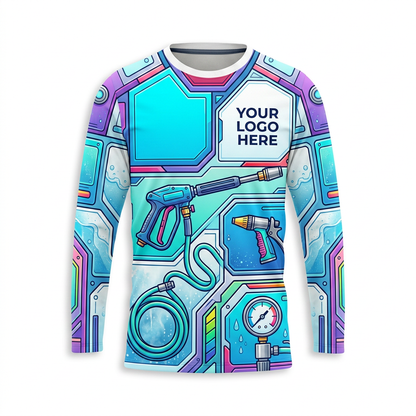 Custom Aqua Equipment Grid Uniform Pressure Washing Shirt - Front View