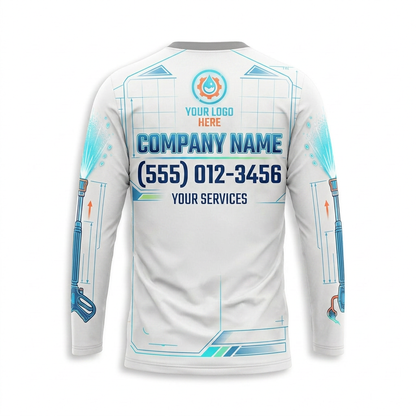Custom Clean Tech Equipment Uniform Pressure Washing Shirt - Back View