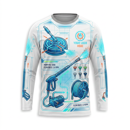 Custom Clean Tech Equipment Uniform Pressure Washing Shirt - Front View