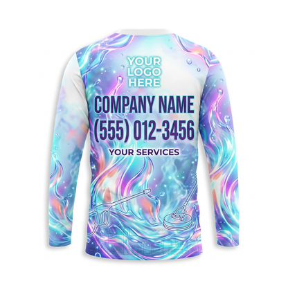 Custom Pastel Liquid Flame Uniform Pressure Washing Shirt - Back View