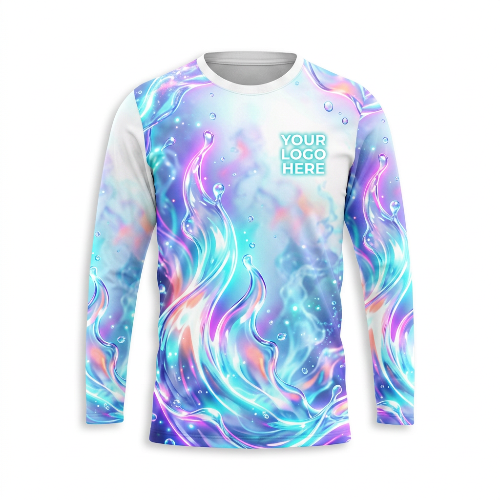 Custom Pastel Liquid Flame Uniform Pressure Washing Shirt - Front View