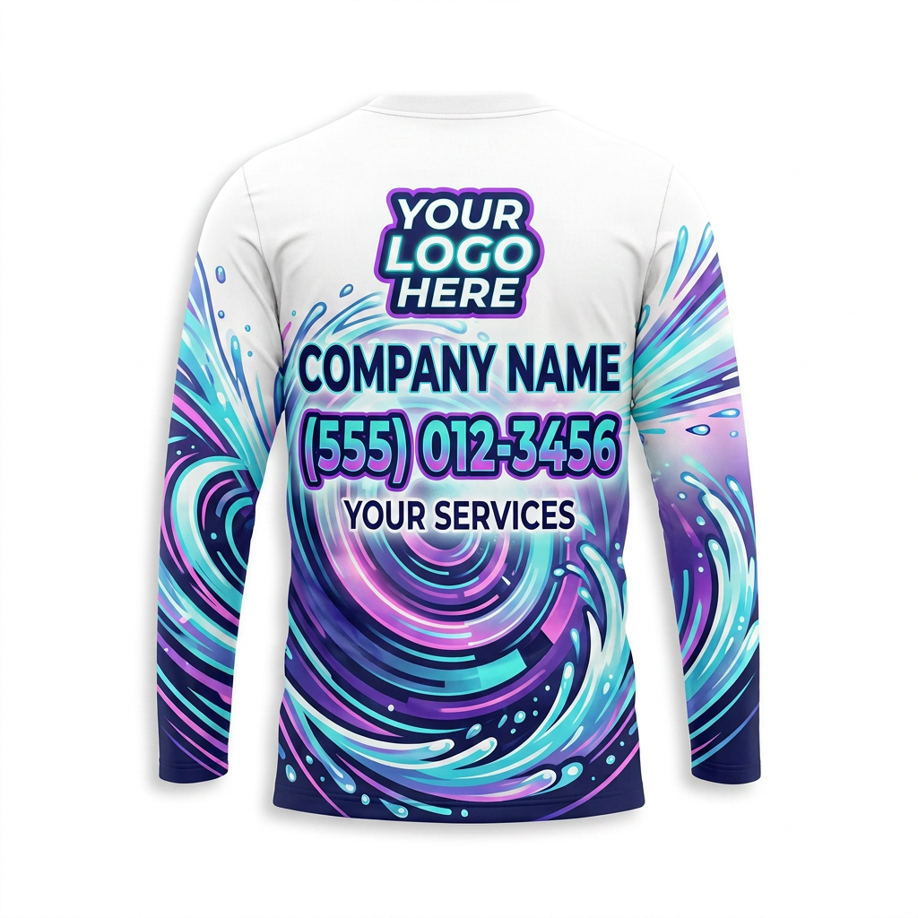 Custom Purple Hydro Vortex Uniform Pressure Washing Shirt - Back View