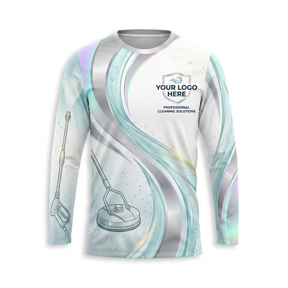 Custom Silver Aqua Stream Uniform Pressure Washing Shirt - Front View