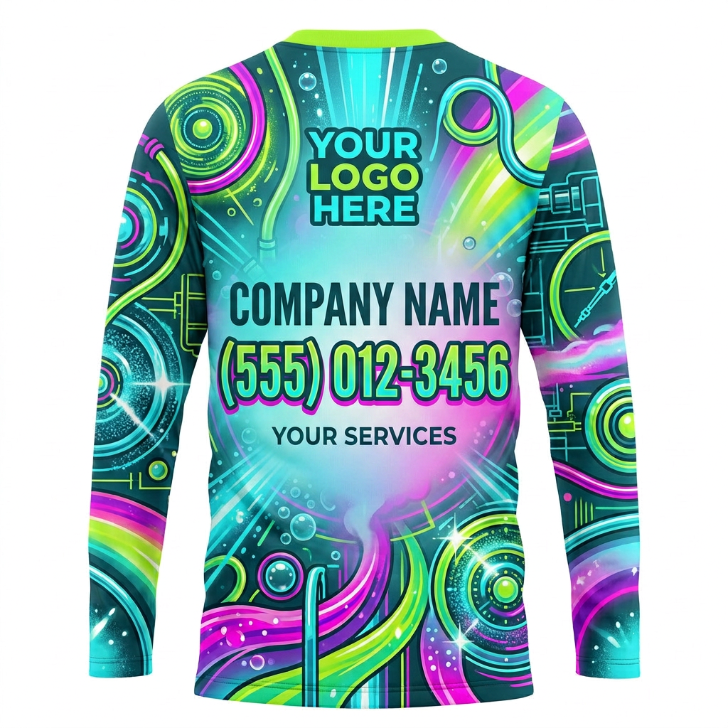Custom Neon Hydro Circuit Uniform Pressure Washing Shirt - Back View