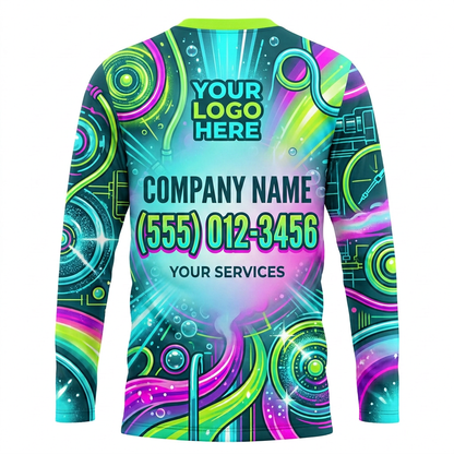 Custom Neon Hydro Circuit Uniform Pressure Washing Shirt - Back View