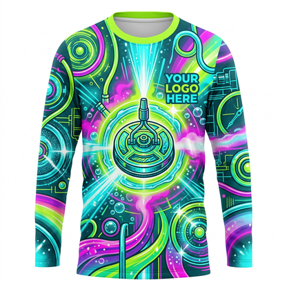 Custom Neon Hydro Circuit Uniform Pressure Washing Shirt - Front View