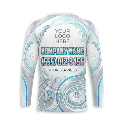 Custom Silver Hose Flow Uniform Pressure Washing Shirt - Back View