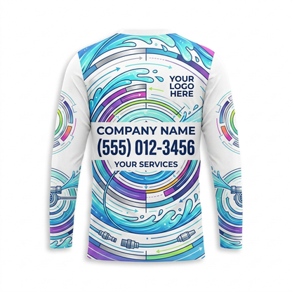 Custom Aqua Target Ring Uniform Pressure Washing Shirt - Back View