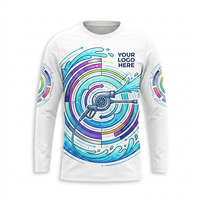 Custom Aqua Target Ring Uniform Pressure Washing Shirt - Front View