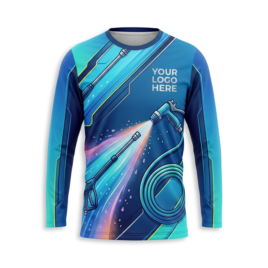 Custom Midnight Galaxy Stream Uniform Pressure Washing Shirt - Front View