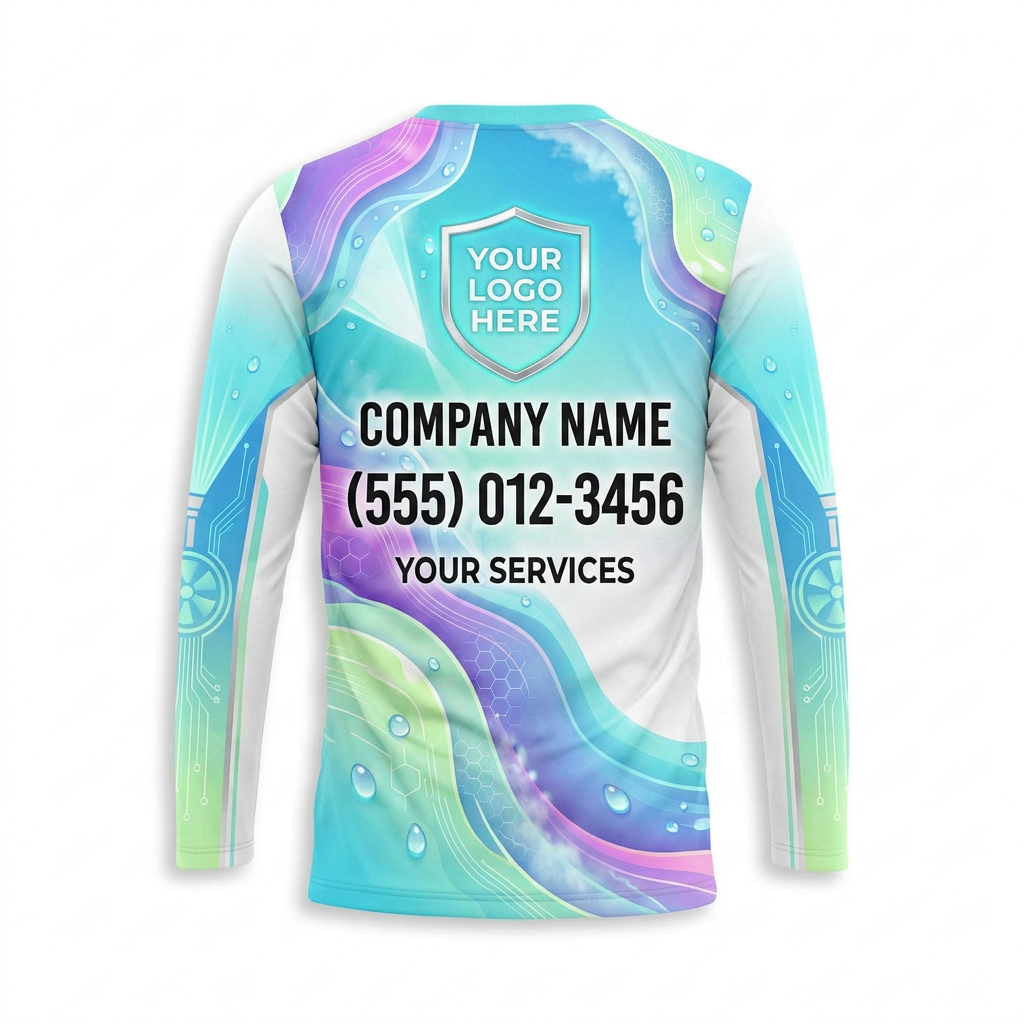 Custom Pastel Spray Wash Uniform Pressure Washing Shirt - Back View