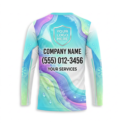 Custom Pastel Spray Wash Uniform Pressure Washing Shirt - Back View