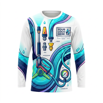 Custom Aqua Tool Circuit Uniform Pressure Washing Shirt - Front View