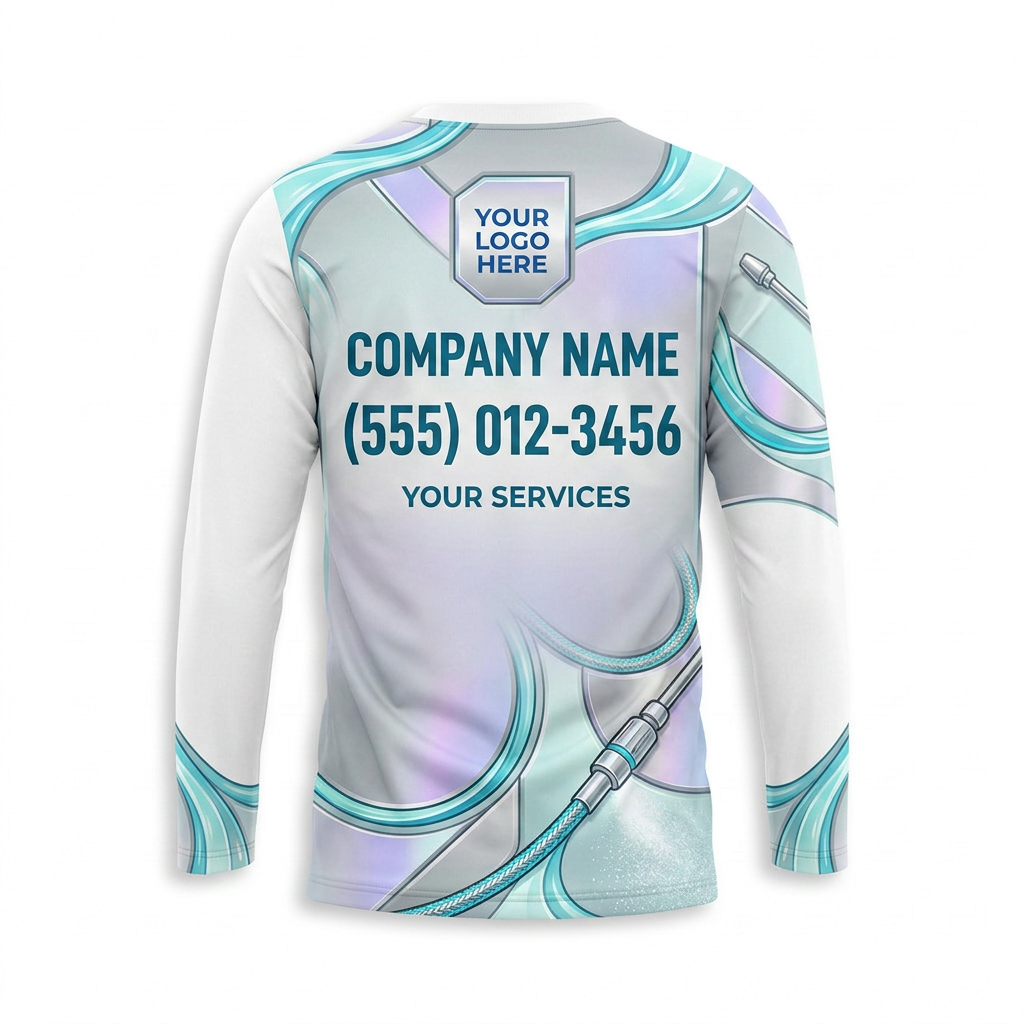 Custom Silver Hose Line Uniform Pressure Washing Shirt - Back View