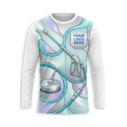 Custom Silver Hose Line Uniform Pressure Washing Shirt - Front View