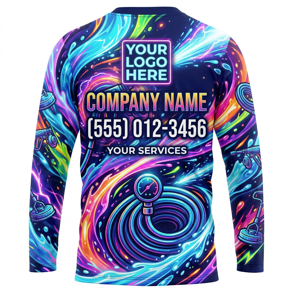 Custom Neon Hydro Galaxy Uniform Pressure Washing Shirt - Back View