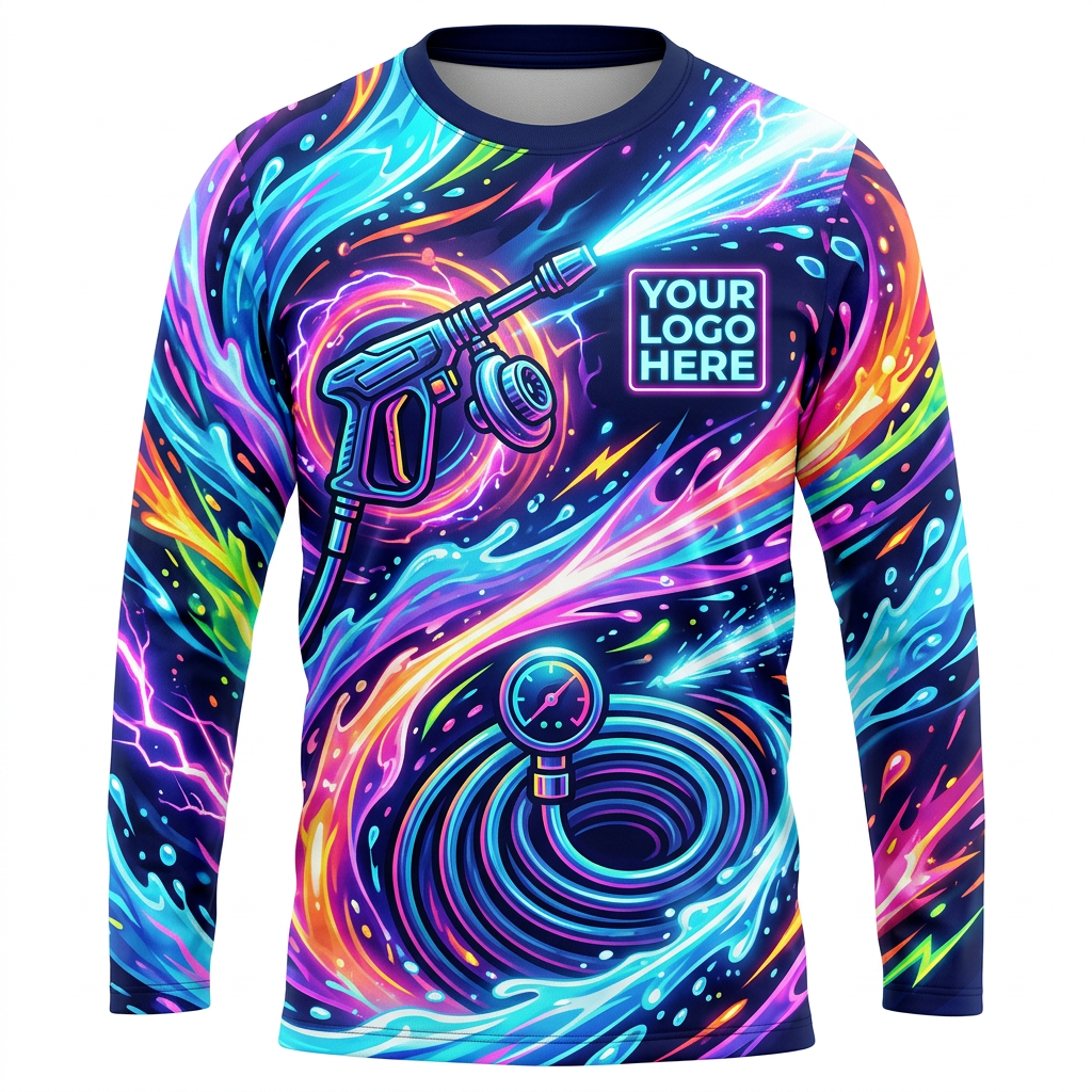Custom Neon Hydro Galaxy Uniform Pressure Washing Shirt - Front View