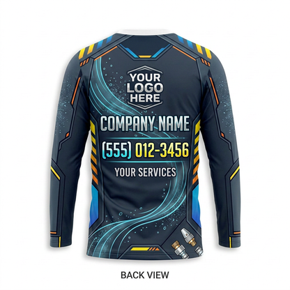Custom Midnight Industrial Gauge Uniform Pressure Washing Shirt - Back View