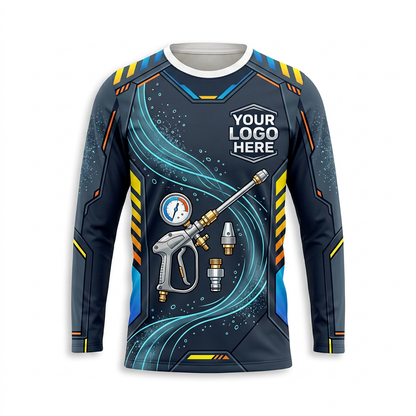Custom Midnight Industrial Gauge Uniform Pressure Washing Shirt - Front View
