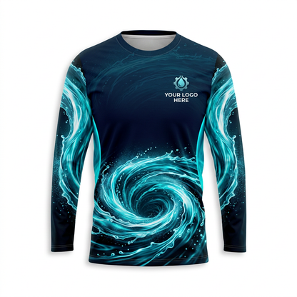 Custom Midnight Ocean Vortex Uniform Pressure Washing Shirt - Front View