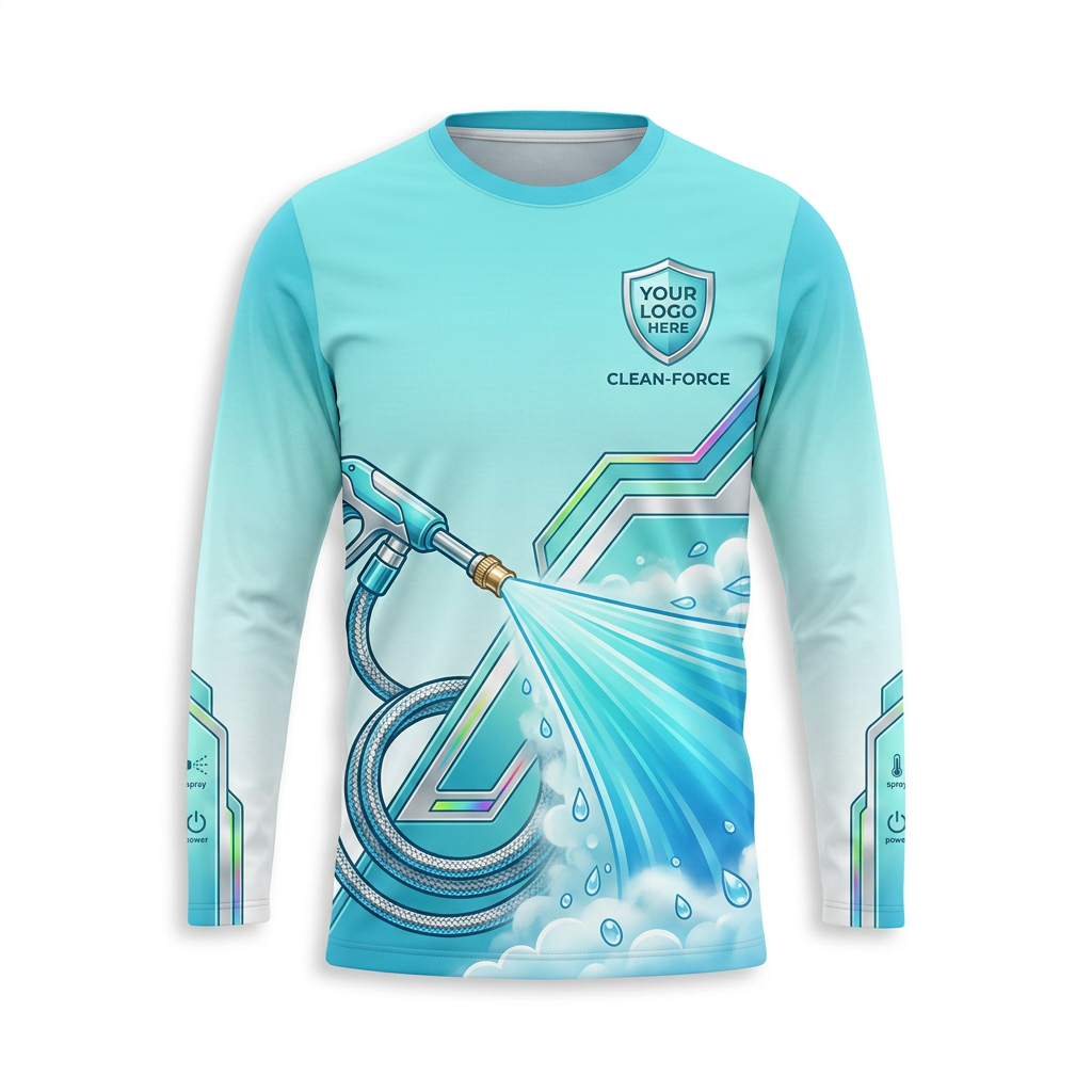 Custom Aqua Clean Force Uniform Pressure Washing Shirt - Front View