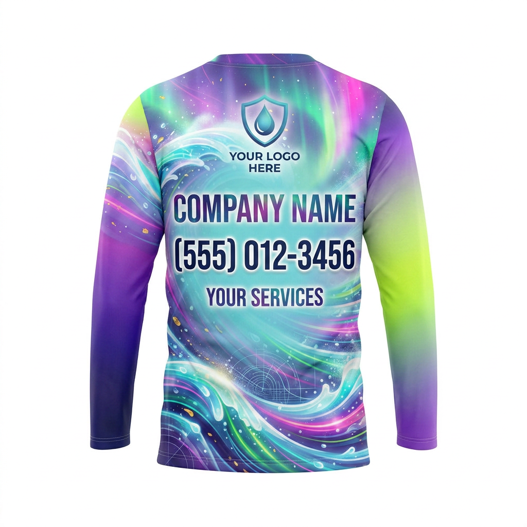 Custom Neon Tide Flow Uniform Pressure Washing Shirt - Back View