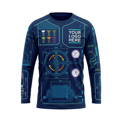 Custom Midnight Control Panel Uniform Pressure Washing Shirt - Front View