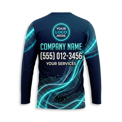 Custom Midnight Aqua Ribbon Uniform Pressure Washing Shirt - Back View