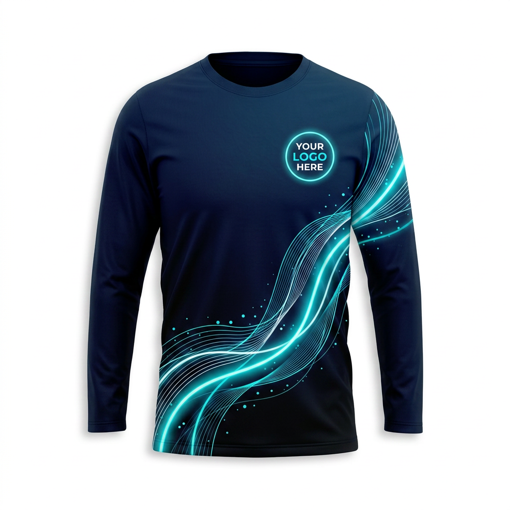 Custom Midnight Aqua Ribbon Uniform Pressure Washing Shirt - Front View