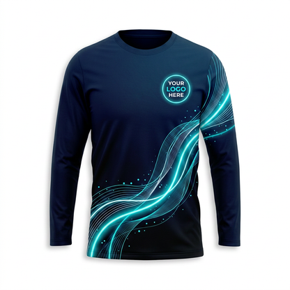 Custom Midnight Aqua Ribbon Uniform Pressure Washing Shirt - Front View