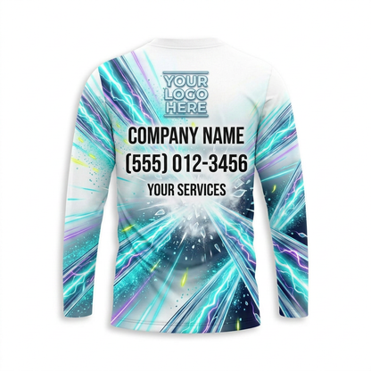 Custom Aqua Starburst Uniform Pressure Washing Shirt - Back View