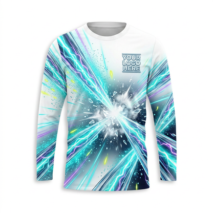 Custom Aqua Starburst Uniform Pressure Washing Shirt - Front View