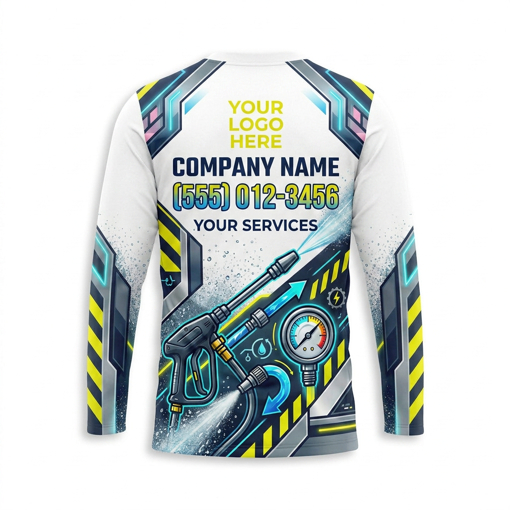 Custom Industrial Hazard Wash Uniform Pressure Washing Shirt - Back View