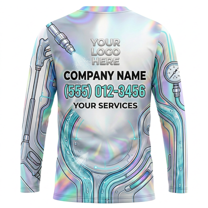 Custom Silver Hydro Mechanic Uniform Pressure Washing Shirt - Back View