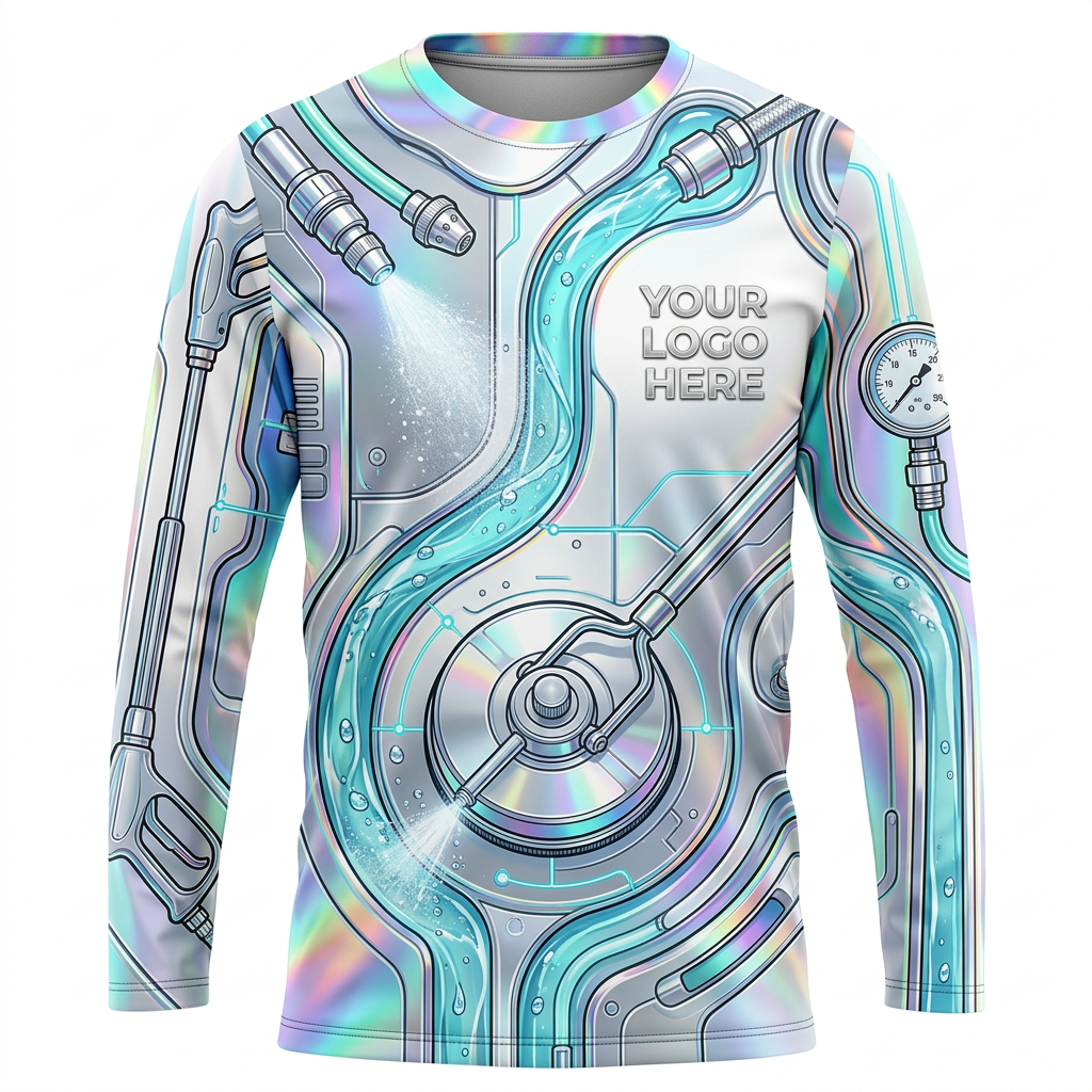 Custom Silver Hydro Mechanic Uniform Pressure Washing Shirt - Front View