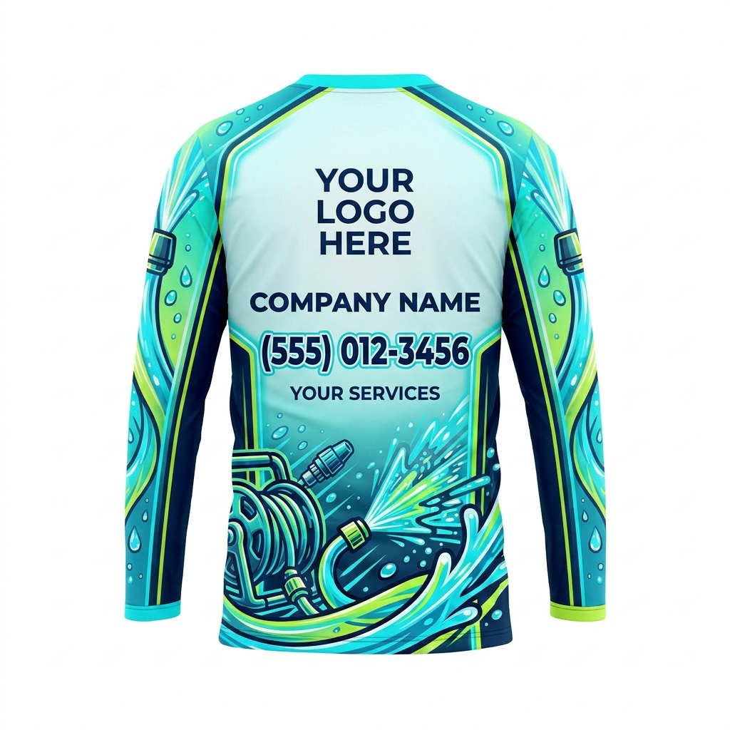 Custom Aqua Power Lance Uniform Pressure Washing Shirt - Back View