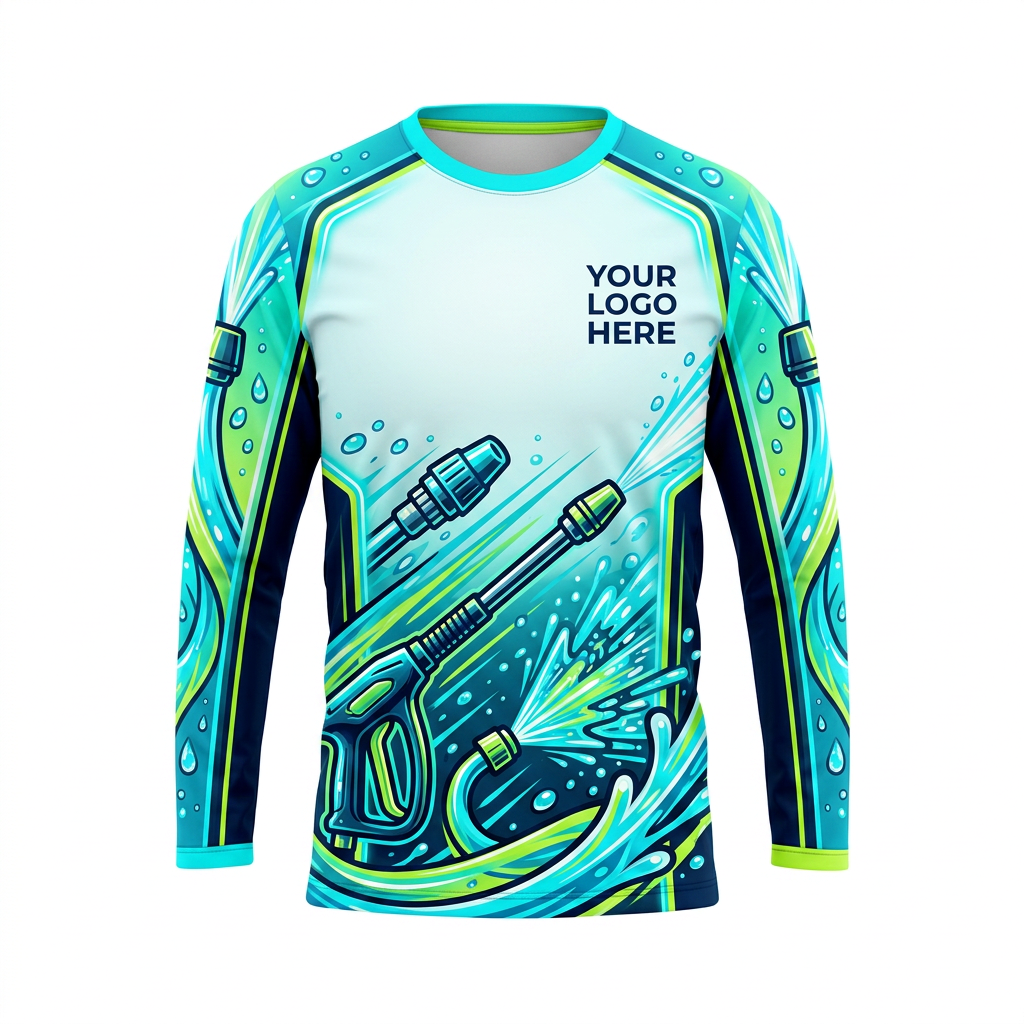 Custom Aqua Power Lance Uniform Pressure Washing Shirt - Front View