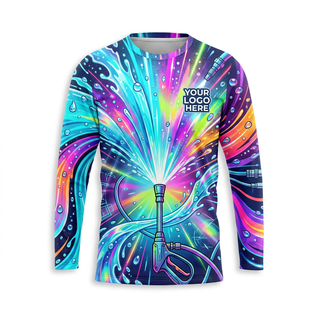 Custom Neon Pressure Burst Uniform Pressure Washing Shirt - Front View