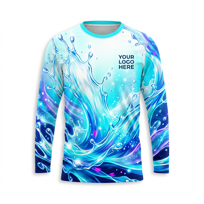 Custom Ice Blue Splash Uniform Pressure Washing Shirt - Front View