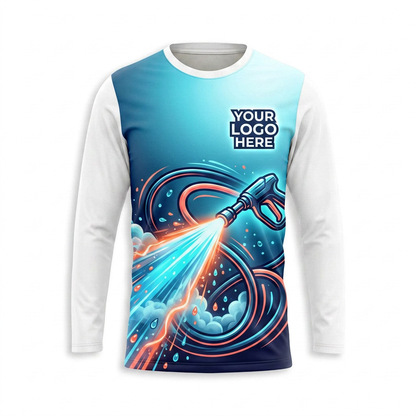 Custom Aqua Heat Jet Uniform Pressure Washing Shirt - Front View