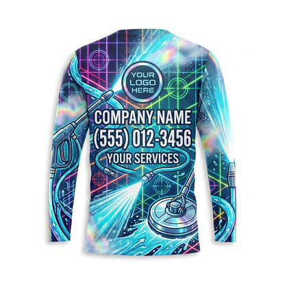 Custom Neon Tech Wash Uniform Pressure Washing Shirt - Back View