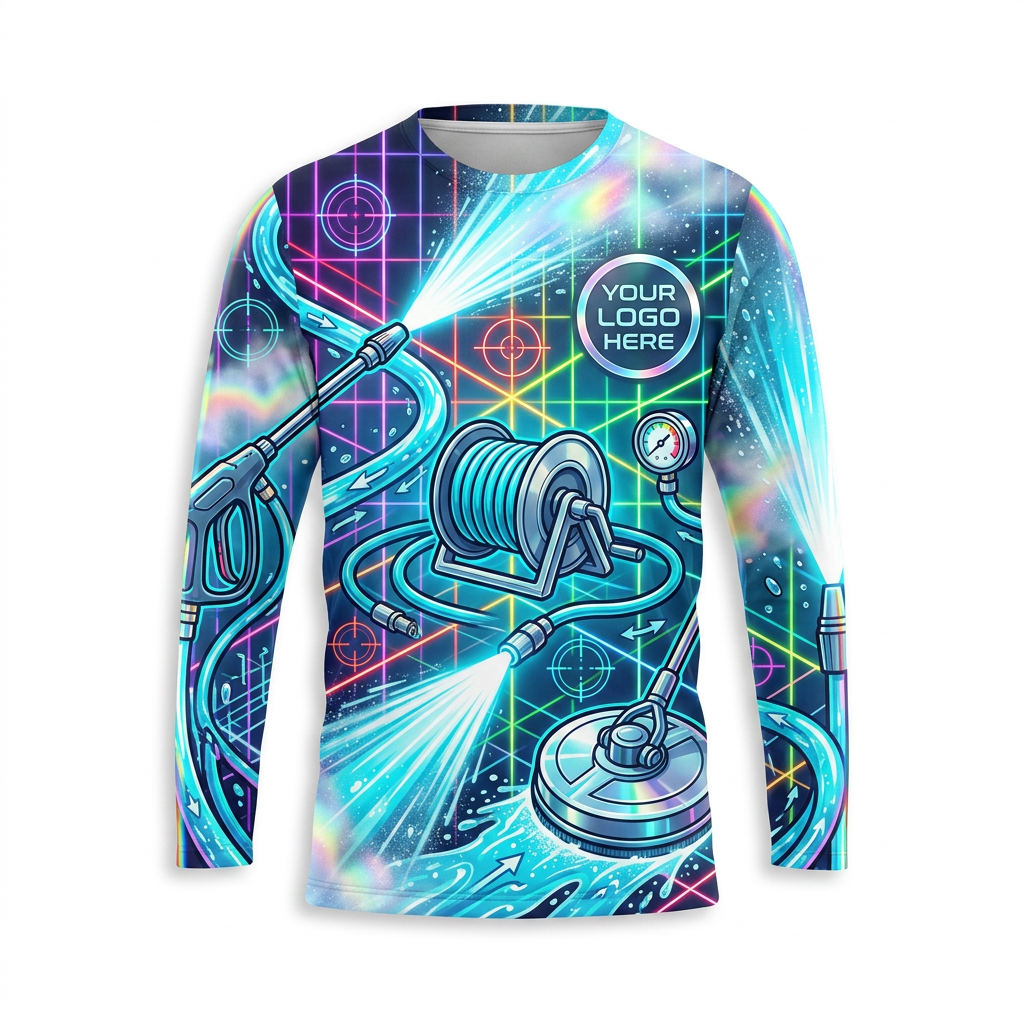 Custom Neon Tech Wash Uniform Pressure Washing Shirt - Front View