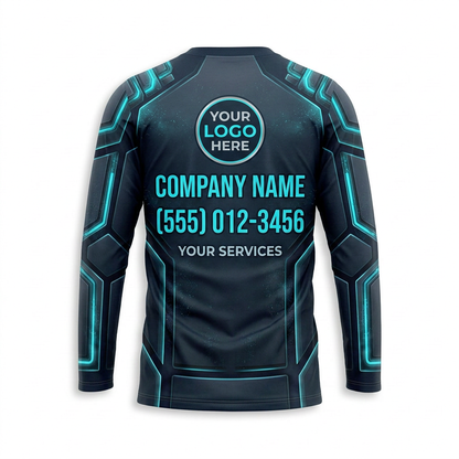 Custom Midnight Aqua Armor Uniform Pressure Washing Shirt - Back View