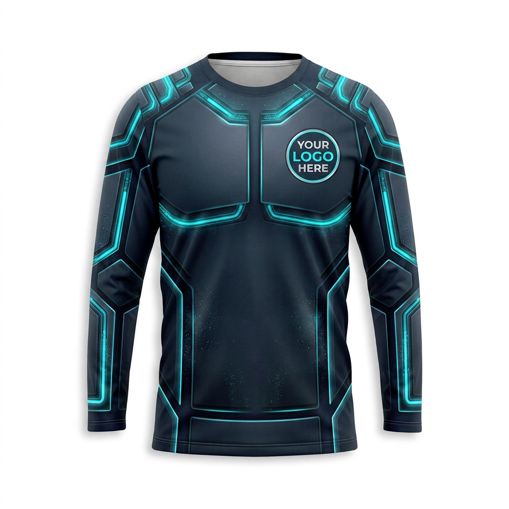 Custom Midnight Aqua Armor Uniform Pressure Washing Shirt - Front View