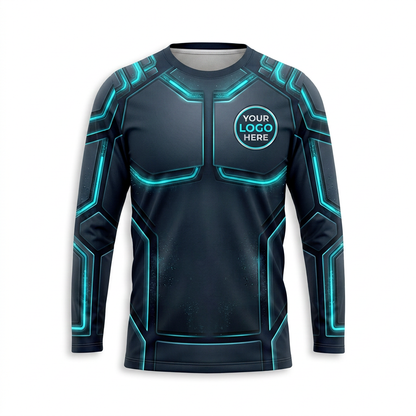 Custom Midnight Aqua Armor Uniform Pressure Washing Shirt - Front View