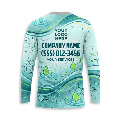 Custom Mint Water Drop Circuit Uniform Pressure Washing Shirt - Back View