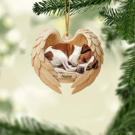 MollyTee Personalized Sleeping Jack Russell Terrier Dog Ornament, Dog Angel Wings 2D Flat - image 1