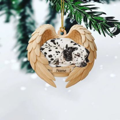 MollyTee Personalized Sleeping Dalmatian Dog Christmas Ornament, Dog Angel Wings66 2D Flat - image 2