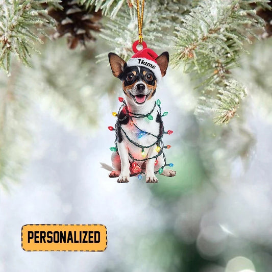 MollyTee Personalized Rat Terrier Dog Christmas Ornament, Dog Christmas Lights Ornament 2D Flat - image 2